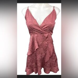 Altar’d State Dusty Pink Floral Satin Mini Dress